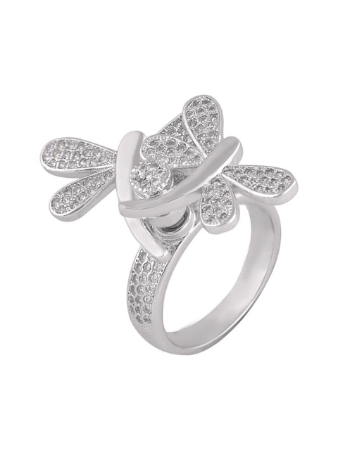 

Shaze Women Silver-Plated CZ Stone-Studded Finger Ring