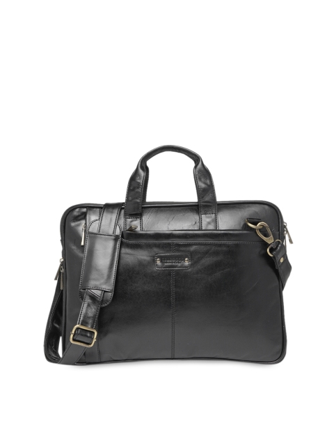 

Teakwood Leathers Unisex Black Solid Laptop Bag
