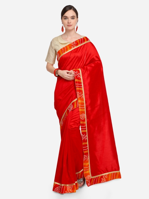 

Silk Bazar Red Solid Art Silk Saree