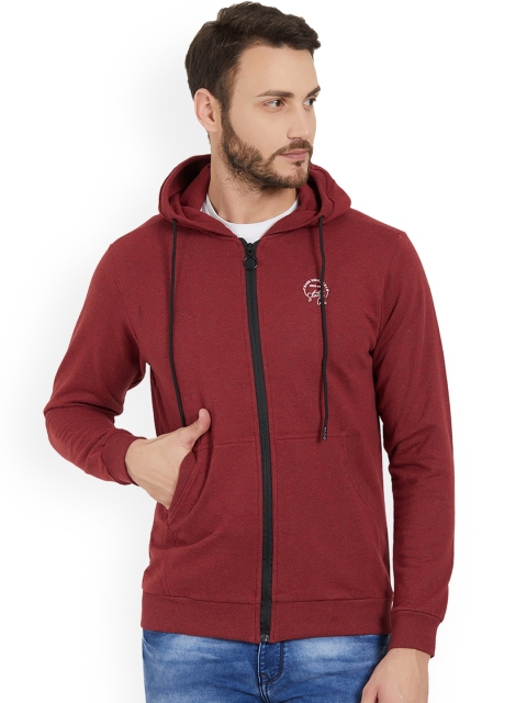 

Status Quo Men Maroon Solid Hooded Sweatshirt