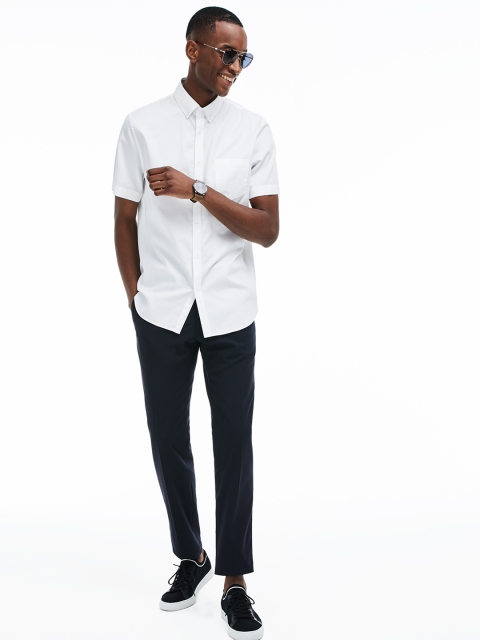 

Lacoste Men White Regular Fit Solid Casual Shirt