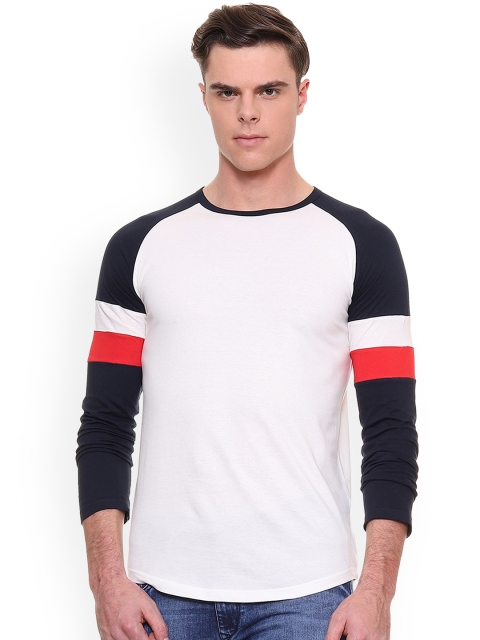 

People Men White Solid Raglan Sleeves T-shirt