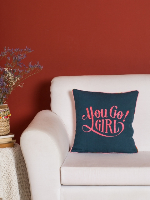 

Chumbak Teal Set of Single Quirky Square Cushion Covers