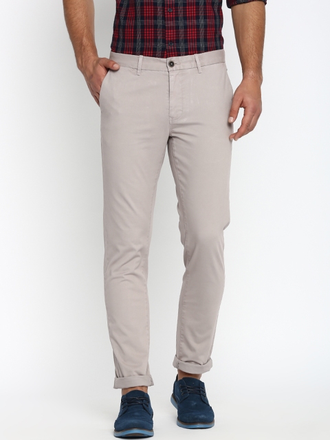 

Basics Men Beige Skinny Fit Solid Regular Trousers