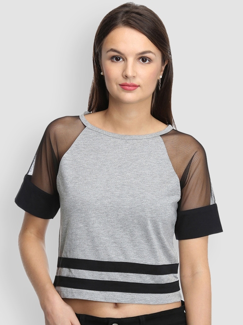 

LA LOFT Women Grey Solid Top