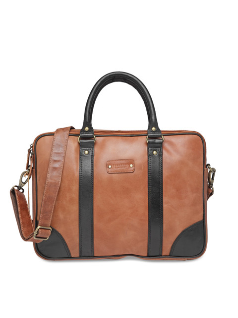

Teakwood Leathers Unisex Tan Solid Laptop Bag