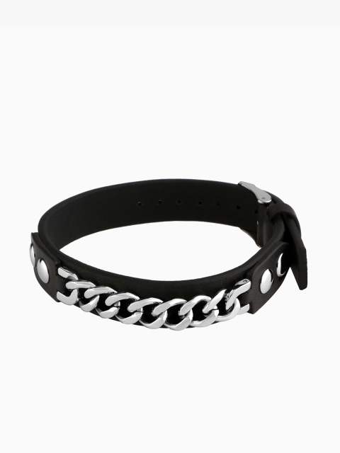 

Peora Men Black Stainless Steel Wraparound Bracelet