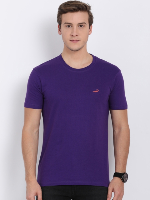 

Crocodile Men Purple Solid Round Neck Slim Fit T-shirt