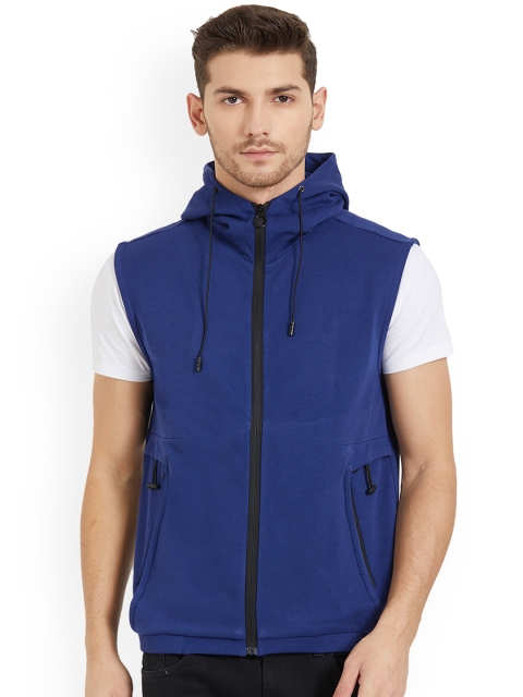 

Status Quo Men Blue Solid Hooded Sweatshirt