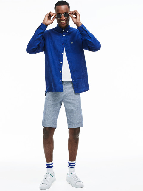 

Lacoste Men Blue Regular Fit Solid Casual Shirt