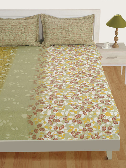 

SWAYAM Multicoloured Floral Flat 144 TC Cotton 1 Queen Bedsheet with 2 Pillow Covers, Multi