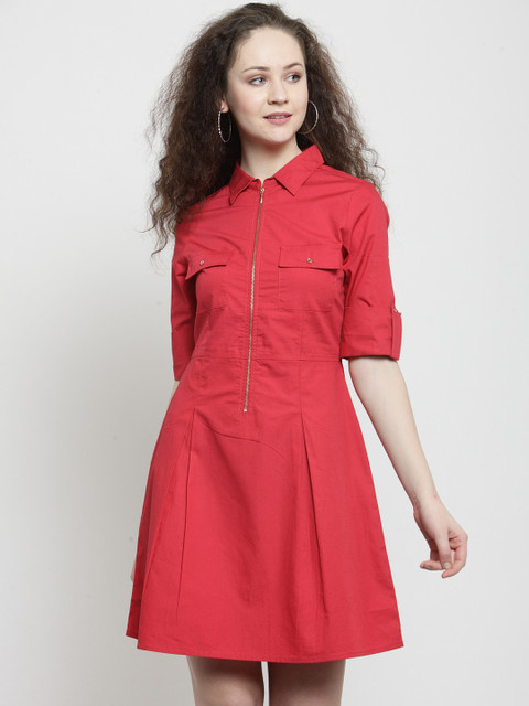 

Latin Quarters Women Red Solid A-Line Dress