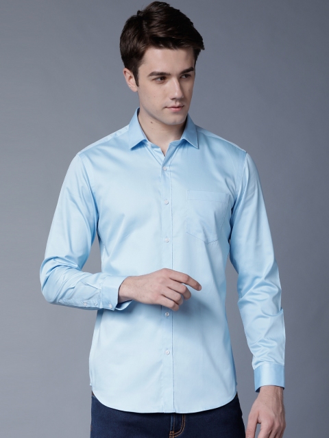 

Black coffee Men Blue Slim Fit Solid Casual Shirt
