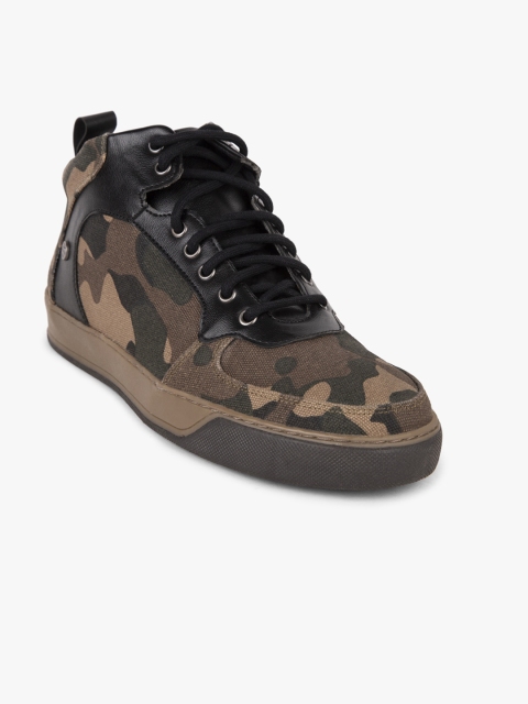 

Duke Men Green Printed Textile High-Top Sneakers
