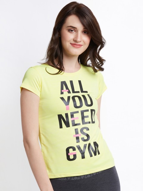 

Ajile by Pantaloons Women Lime Green Printed Round Neck T-shirt