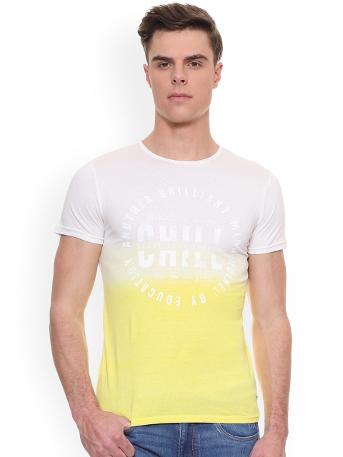 

People Men Yellow Colourblocked Round Neck T-shirt