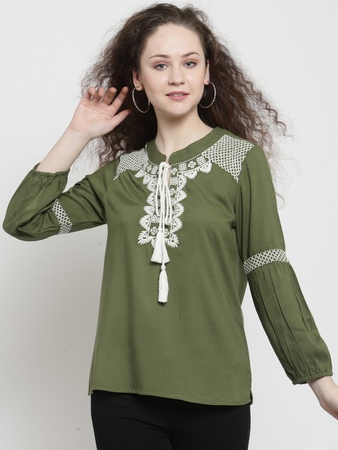 

Latin Quarters Women Green Embellished Top