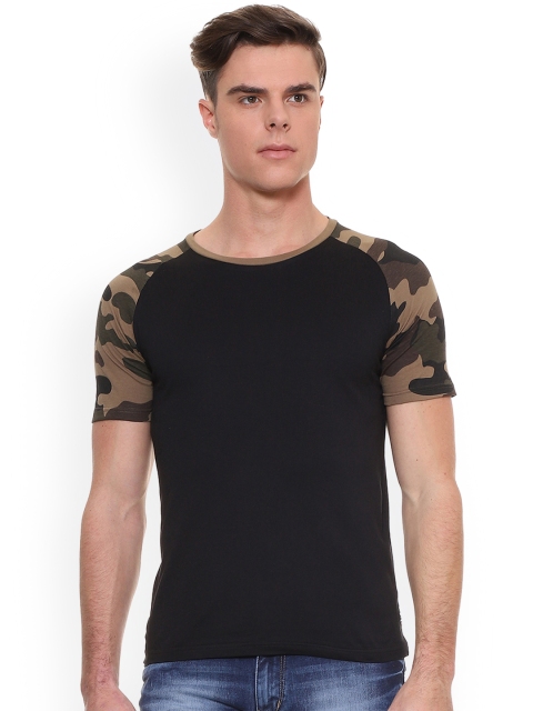 

People Men Black Printed Round Neck T-shirt