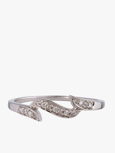 

Peora Women Silver-Plated Waves of Style CZ 925 Sterling Silver Rhodium Ring