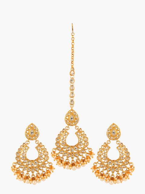 

Peora Gold Plated & White Kundan Faux Pearl Jewellery Set