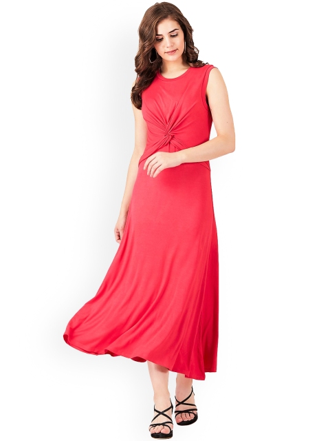 

Label Ritu Kumar Women Pink Solid A-Line Midi Dress