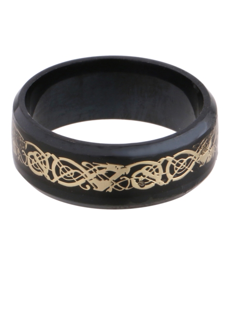 

Peora Men Black Tungsten Carbide Dragon Celtic Dragon Gold Carbon Fibre Wedding Band