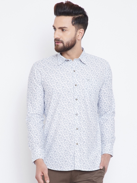 Duke Men White Regular Fit Printed Casual Shirt