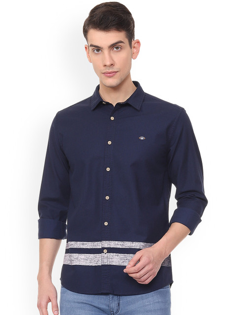 

People Men Blue Slim Fit Striped Casual Shirt