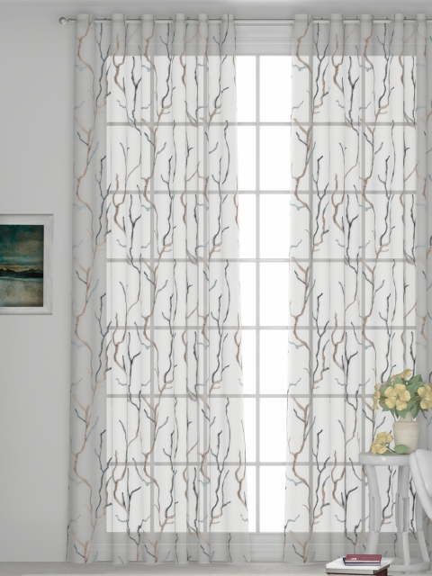 

GMF Off-White & Blue Embroidered Sheer Door Curtain