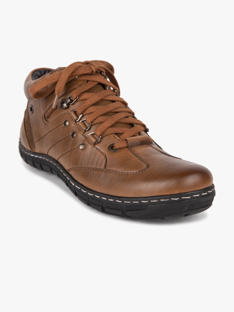 

Duke Men Tan Brown Solid Synthetic Mid-Top Flat Boots