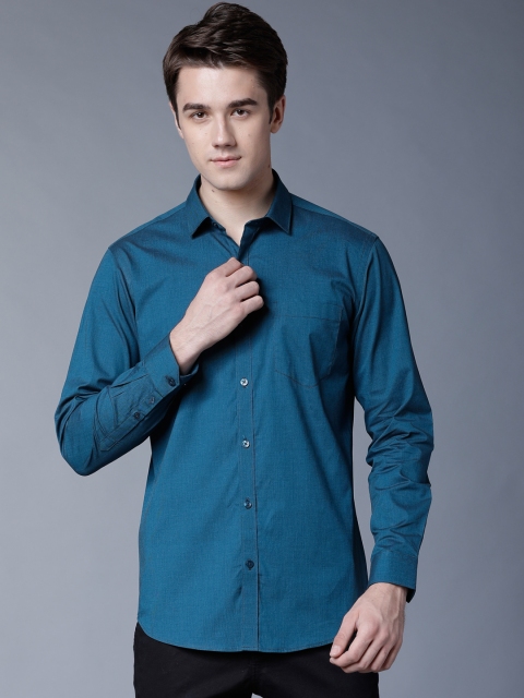 

Black coffee Men Teal Slim Fit Solid Casual Shirt