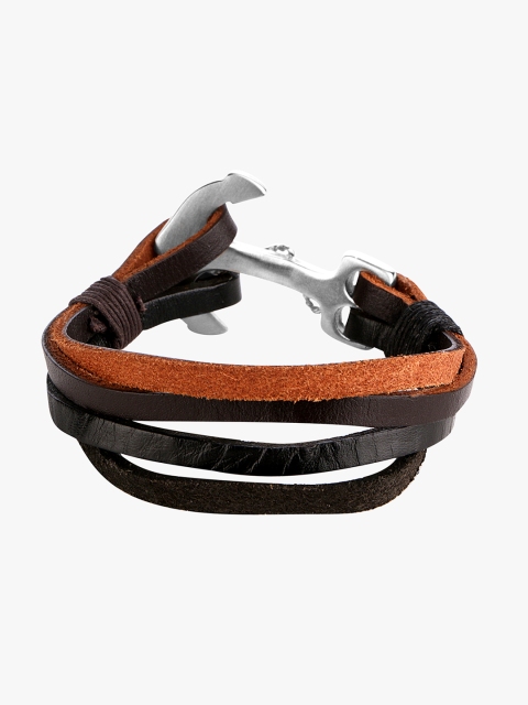 

Peora Brown Stainless Steel Silver-Plated Multistrand Bracelet