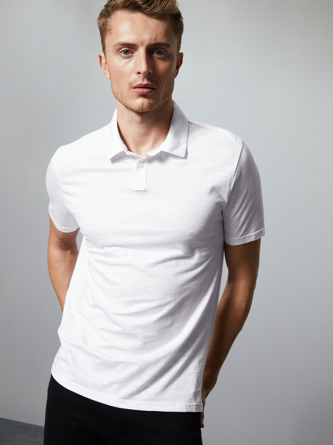

Marks & Spencer Men White Solid Polo Collar T-shirt