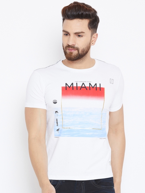 

Duke Men White Printed Round Neck T-shirt