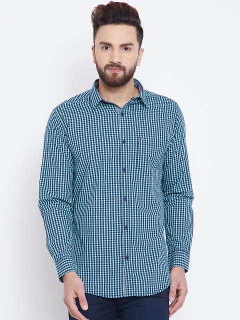 

Duke Men Blue & Green Regular Fit Checked Casual Shirt