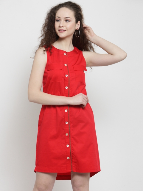 

Latin Quarters Women Red Solid Shirt Dress