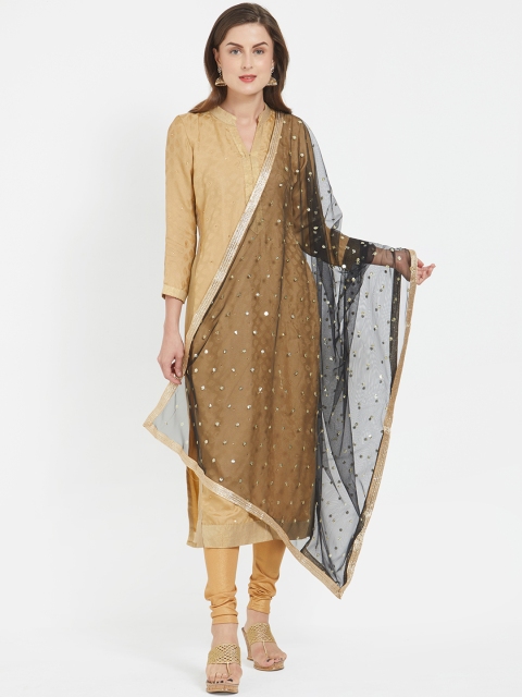 

Dupatta Bazaar Black & Gold-Toned Embroidered Dupatta