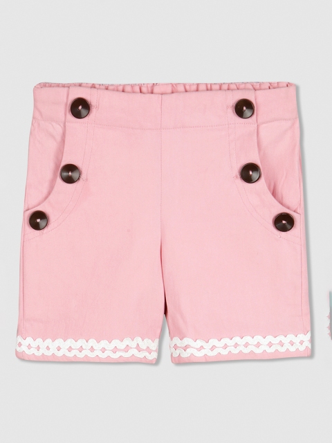 

Cherry Crumble Girls Pink Solid Regular Fit Regular Shorts