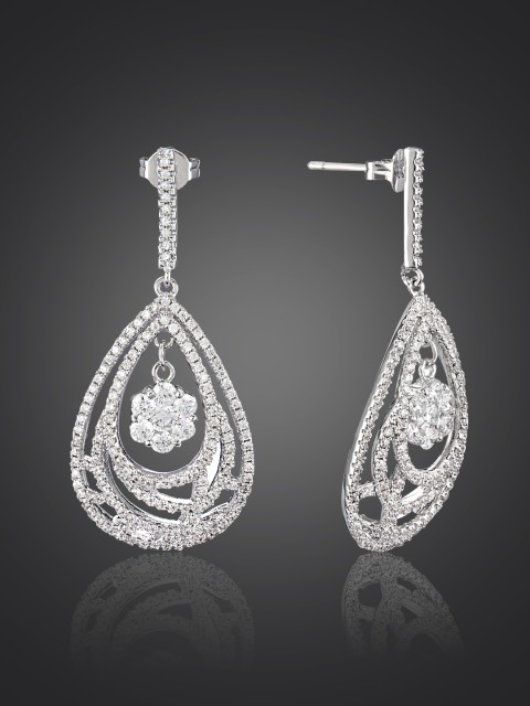 

shaze Women Silver-Plated Circular Drop Earrings