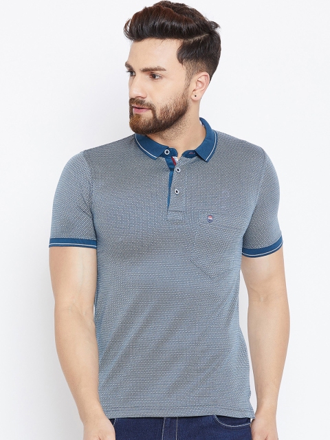 

Duke Men Blue Printed Polo Collar T-shirt