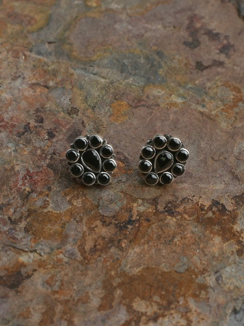 

Silverholic Black Handcrafted Circular Silver Studs