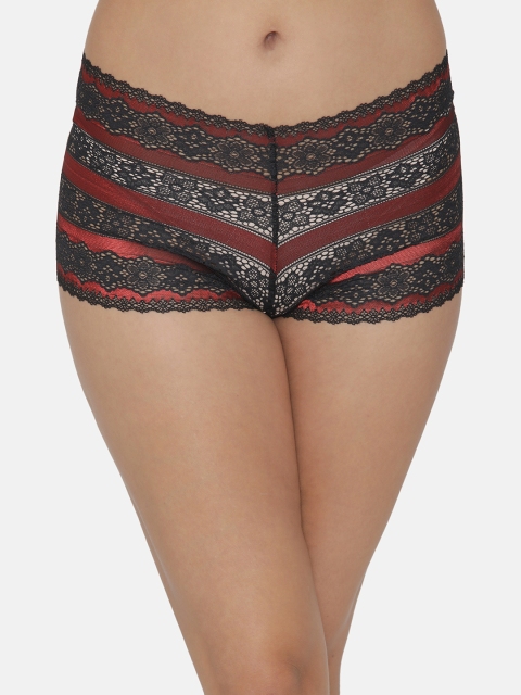 

Clovia Women Black & Red Boyshorts PN2979P13XL