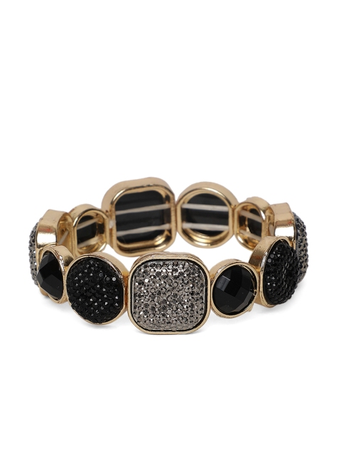 

Kazo Black Alloy Gold-Plated Bangle-Style Bracelet