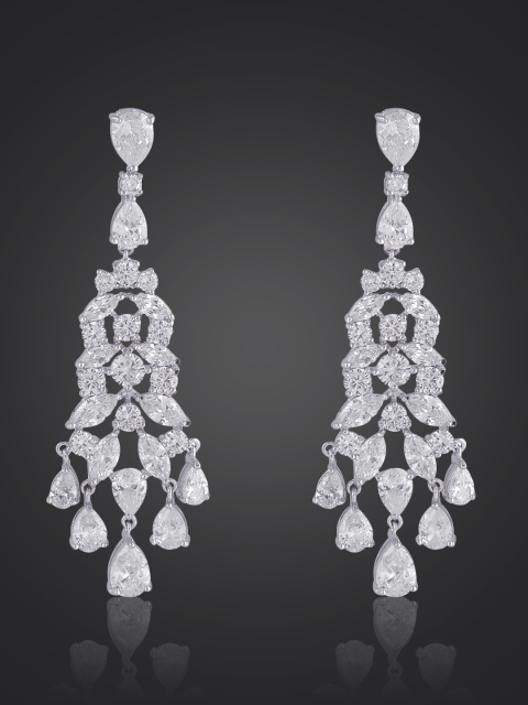

shaze Women Silver-Plated Circular Drop Earrings