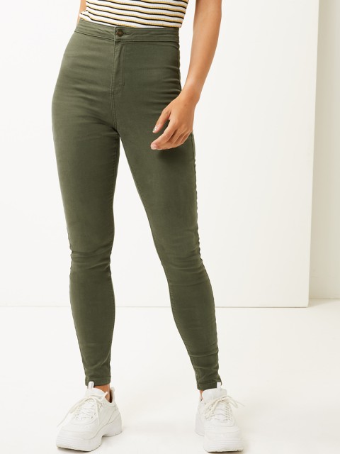 

Marks & Spencer Women Olive Green Skinny Fit High-Rise Clean Look Jeans