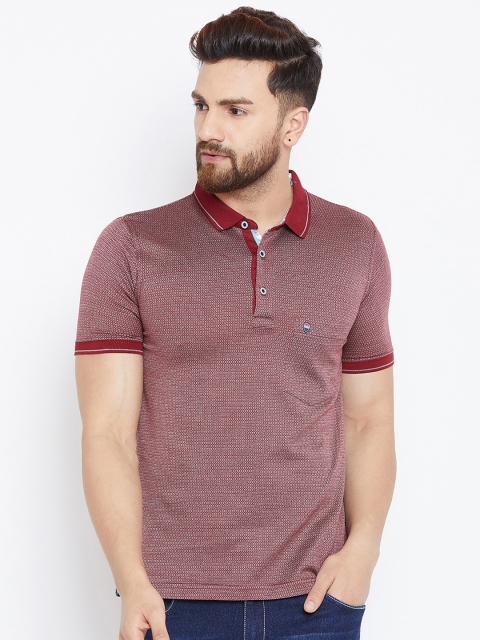 

Duke Men Red Printed Polo Collar T-shirt