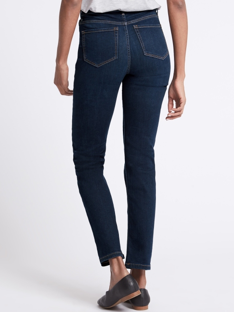 

Marks & Spencer Women Navy Blue Regular Fit Crop Mid-Rise Clean Look Stretchable Jeans