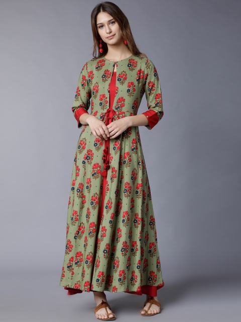 

Vishudh Women Red Solid Anarkali Kurta