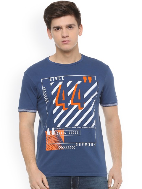 

Solly Jeans Co. Men Navy Blue Printed Round Neck T-shirt