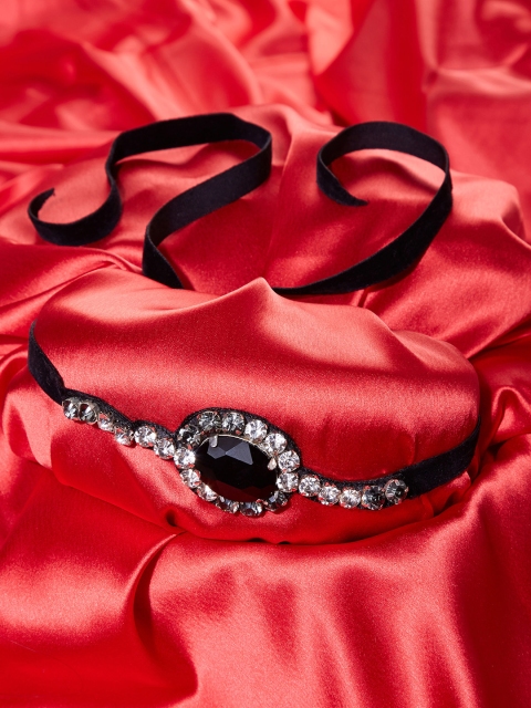 

Hair Drama Company Black And Grey Embellished Headwrap